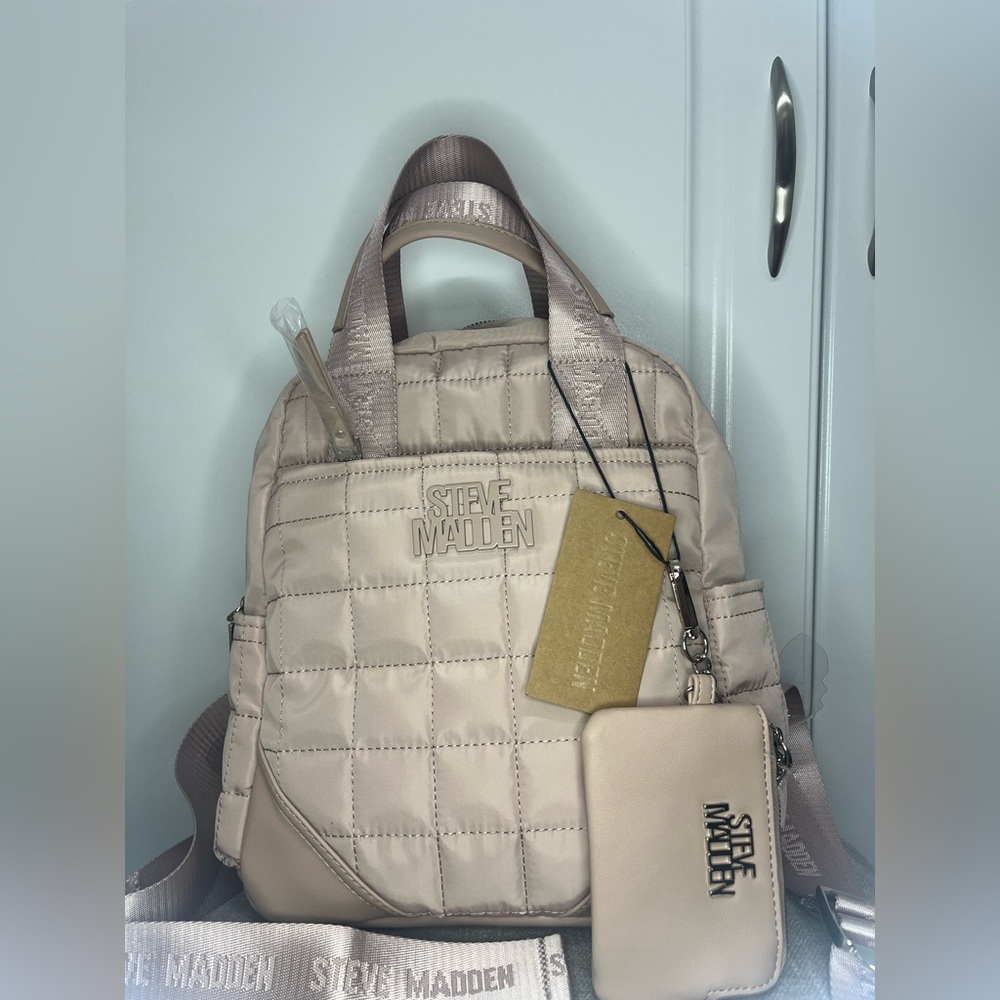 Steve Madden Pink Quilted Backpack With Coin Purse NWT!